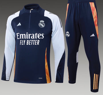 Kids Real Madrid Tracksuit Black Grey